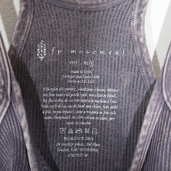 Free People Movement Happiness Runs Crop Tank Ribbed Washed Grey Size M/L - Picture 6 of 8